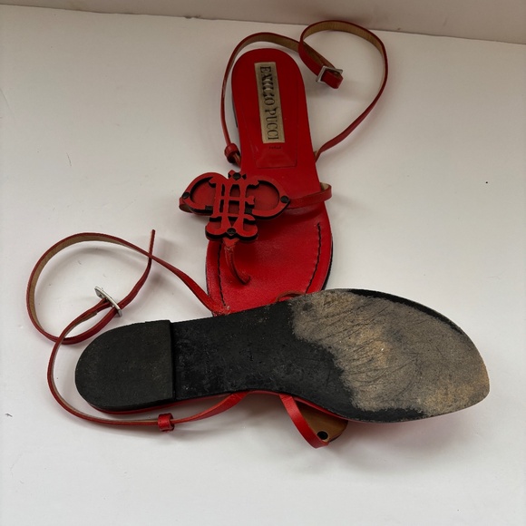 EMILIO PUCCI CHERRY RED LOGO SANDALS 7.5 AA - Picture 4 of 9
